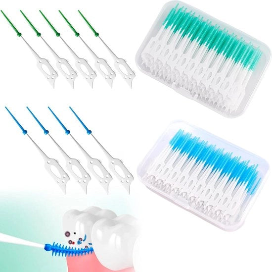 Set di spazzole interdentali - Spazzole interdentali da utilizzare tra i pasti - Spazzole per denti morbidi - Spazzola da fless per uso portatile - 400 pezzi.