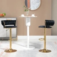 Set di 2 Sgabelli da Bar Girevoli 360° in Velluto con Altezza Regolabile, Design Lussuoso per Cucina e Sala da Pranzo, Nero