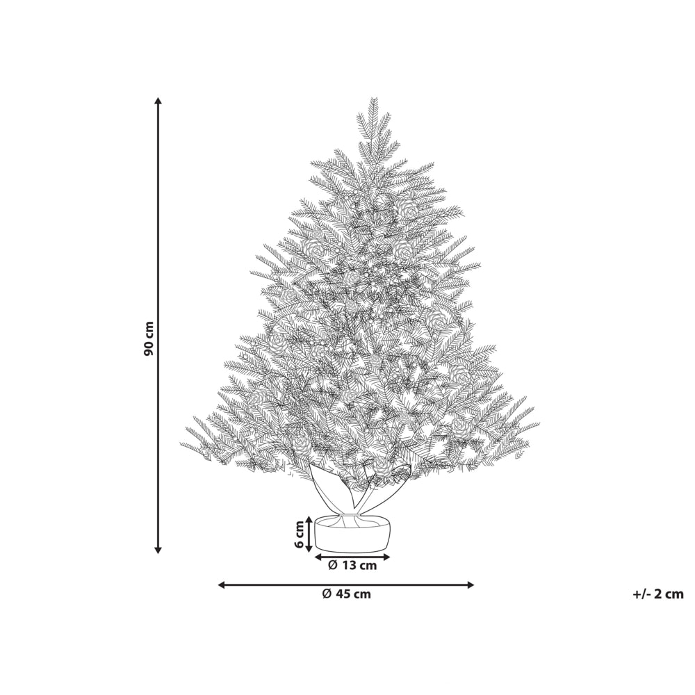 Albero di natale artificiale verde sintetico 90 cm pre illuminato innevato pre innevato con neve lucine a led pigne sacchetto di iuta