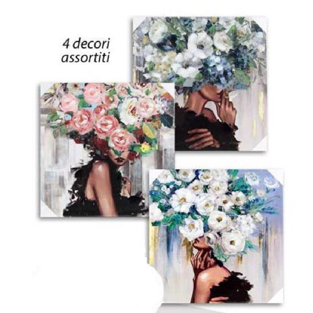 Trade Shop - Quadro Quadretto Decorativo 45 X 45 X 1,8cm Tela Su Legno Deluxe 4 Decori 831966 -