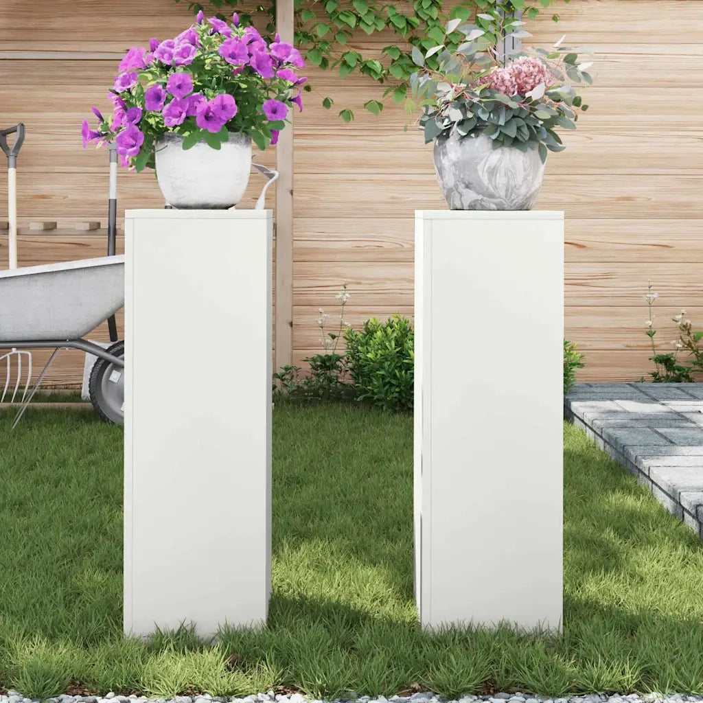 Supporto per piante 2 pcs Bianco 24 x 24 x 75 cm Acciaio 865821