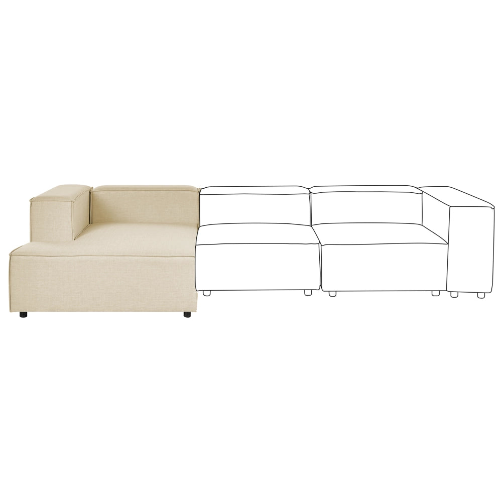Chaise longue lato destro in rivestimento di lino di poliestere beige soggiorno stile moderno