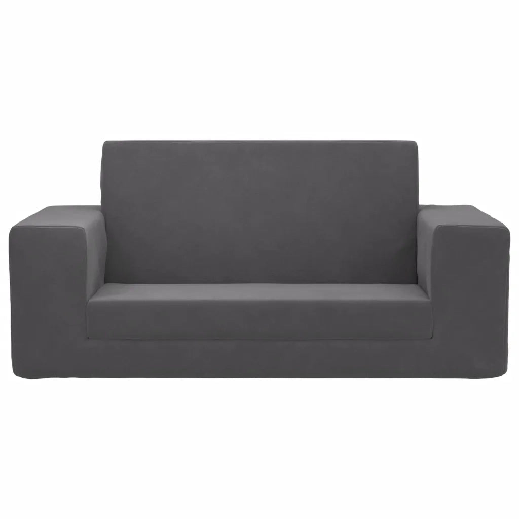 Divano letto | Sof¨¤ letto | Letto singolo per Bambini a 2 Posti Antracite in Morbido Peluche