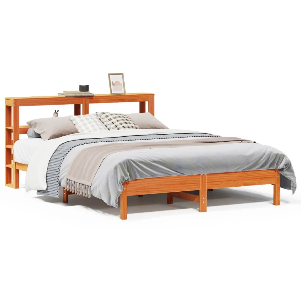 Letto senza Materasso-Struttura Letto Marrone Cera 135x190 cm in Legno di Pino 169765