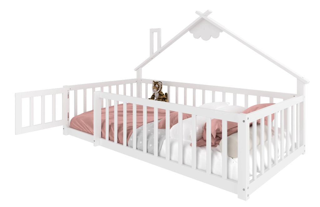 Letto Singolo per Bambini con Sponde e Serratura ¨C MINIMAL ¨C Pino Bianco 90x190