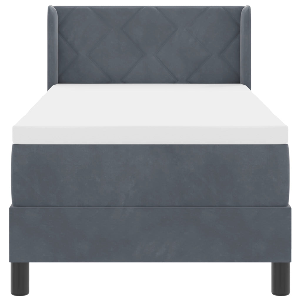 Letto Box Spring con Materasso Grigio Scuro 80x200 cm in Velluto