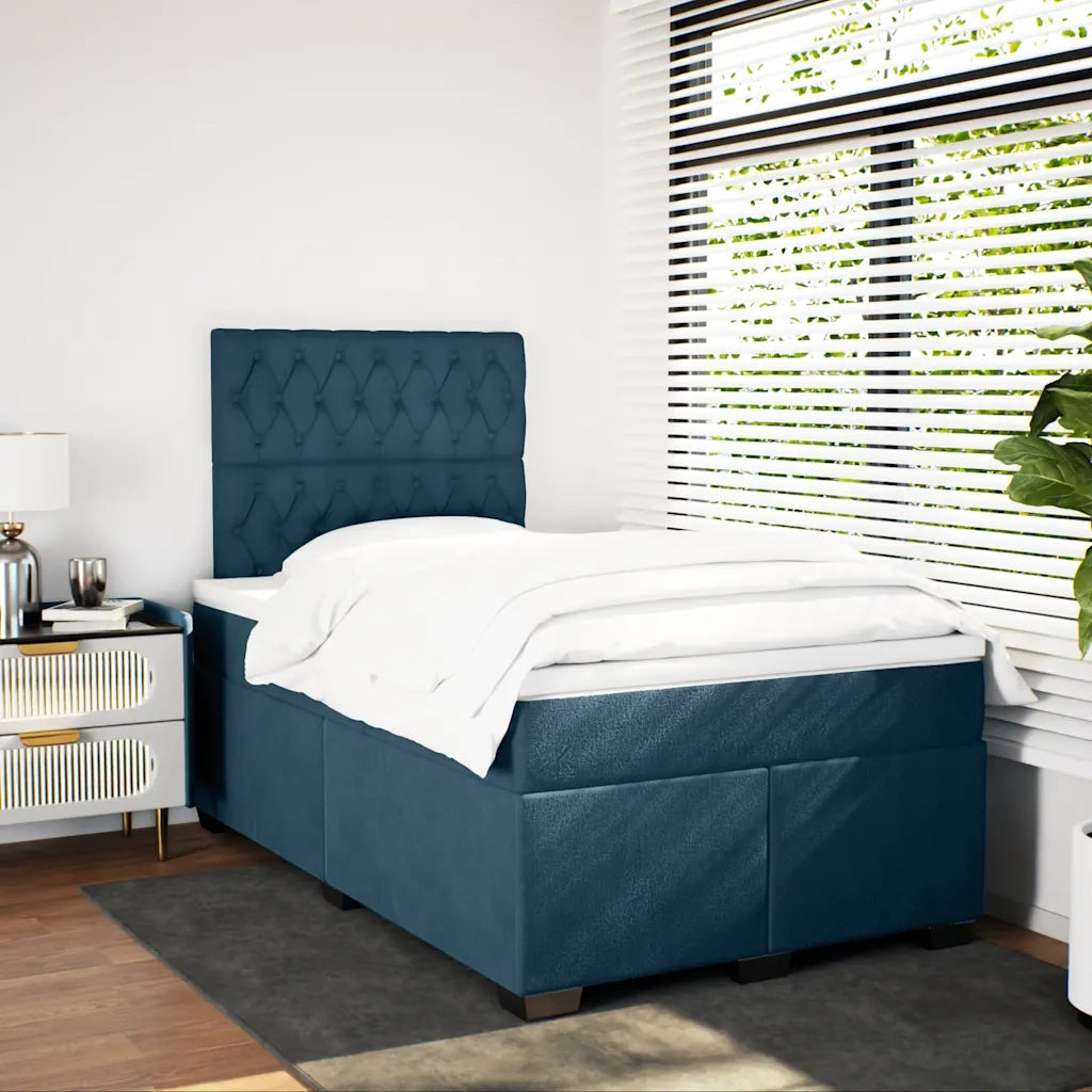 Giroletto a Molle con Materasso Blu 120x190 cm in Velluto 3293168