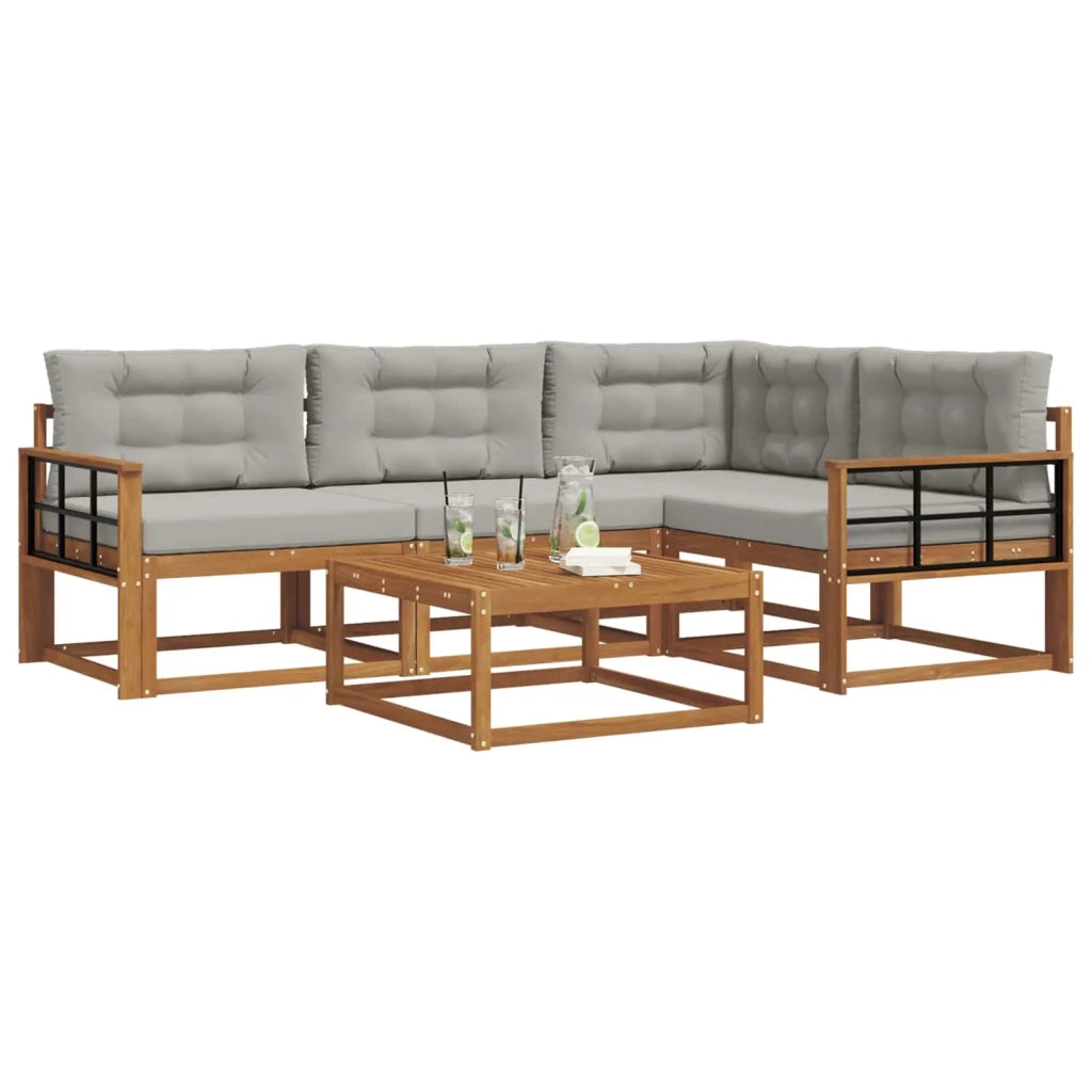 Set di divani da esterno 5 pcs Grigio Naturale e Chiaro 3367554