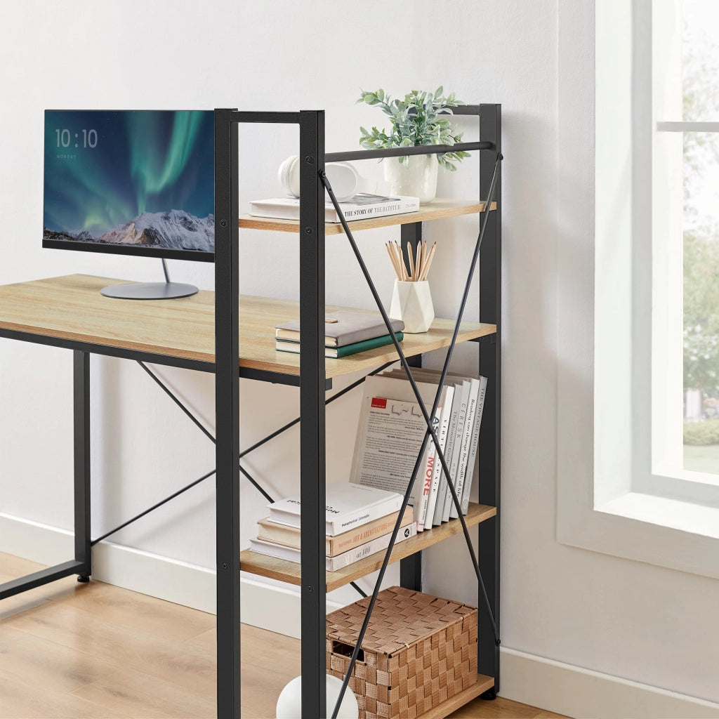 Scrivania per computer Valora - Rovere Sonoma con 3 ripiani, 120 cm