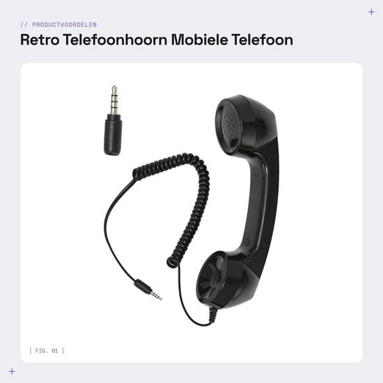 Telefonino Retro con Ricevitore 3,5 mm - Regolatore di Volume - Interruttore di Sensibilità - Cavo Rotolabile 9 Piedi - Elevata Qualità del Suono