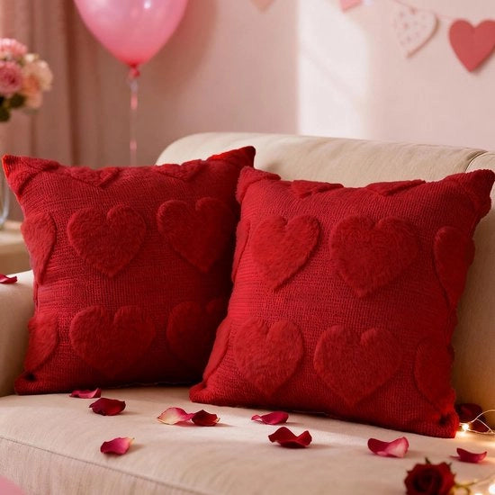 Set di cuscini di 2 pezzi - 45x45 cm - Piumino morbido - Decorazione del San Valentino - Cuore d'amore - Materialesensibile alla pelle - Copri cuscino