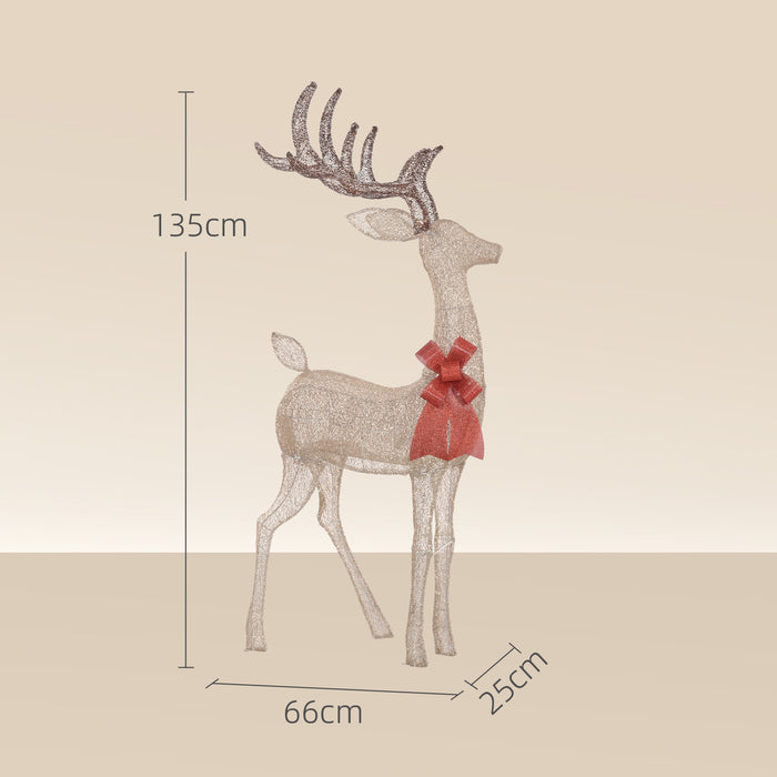 Decorazione Natalizia da Interno ed Esterno 66x25x135 cm a Forma di Renna con 137 Luci LED Oro