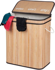 Scatola per Rifiuti 3 Comparti - 30 L per Comparto - Coperchio e Maniglie - Dimensioni 63 x 55 x 35 cm - Colore Naturale