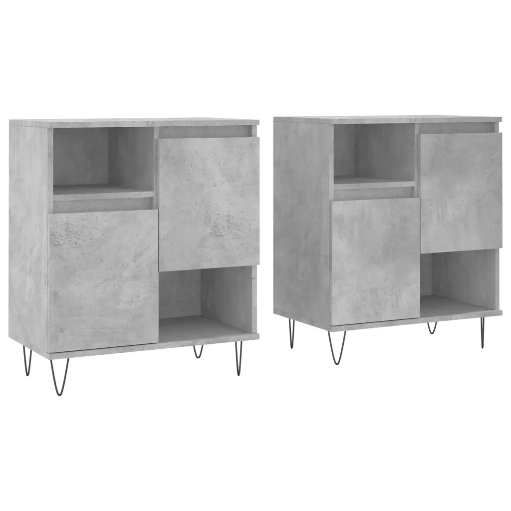 Credenze 2 pz | Madia | Buffet da pranzo | Armadio da pranzo Grigio Cemento in Legno Multistrato