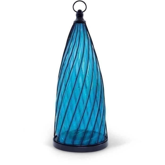 Lanterna solare - GARDEN ID Blue Dome - 17 H40 cm - Autonomia 6-8h - Tasto on/off - Batteria AA ricaricabile.