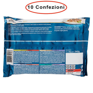 Purina gourmet perle umido gatto duetti con carni delicate 10 confezioni da 4 buste da 85 grammi