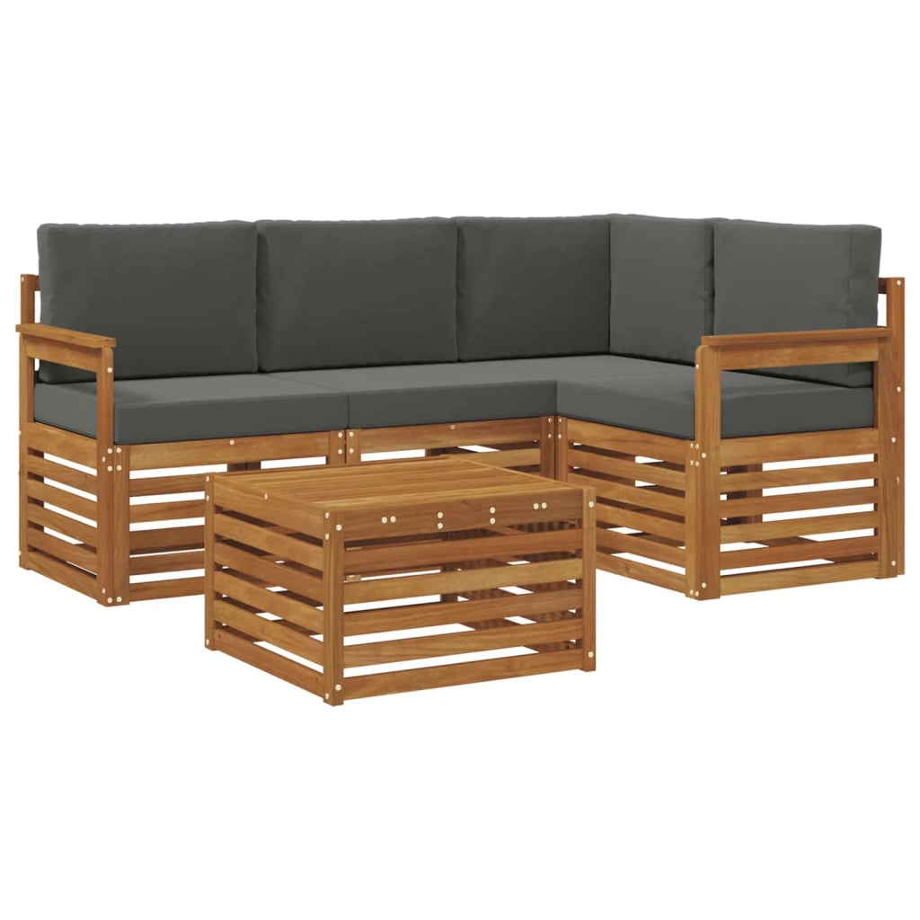 Set di divani da esterno con cuscino 5 pcs Naturale e Antracite 3374757