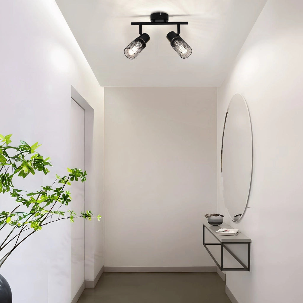 ZMH Faretto da soffitto neri 2 luci E27 metallo industriali rotativi 330° per saloni camere sale pranzo senza lampadina