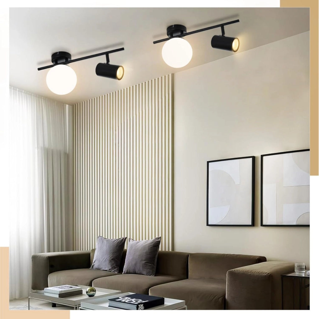 ZMH Faretto da soffitto 2 fiamme E14 moderne metallo sfera vetro 40cm per corridoio cucina