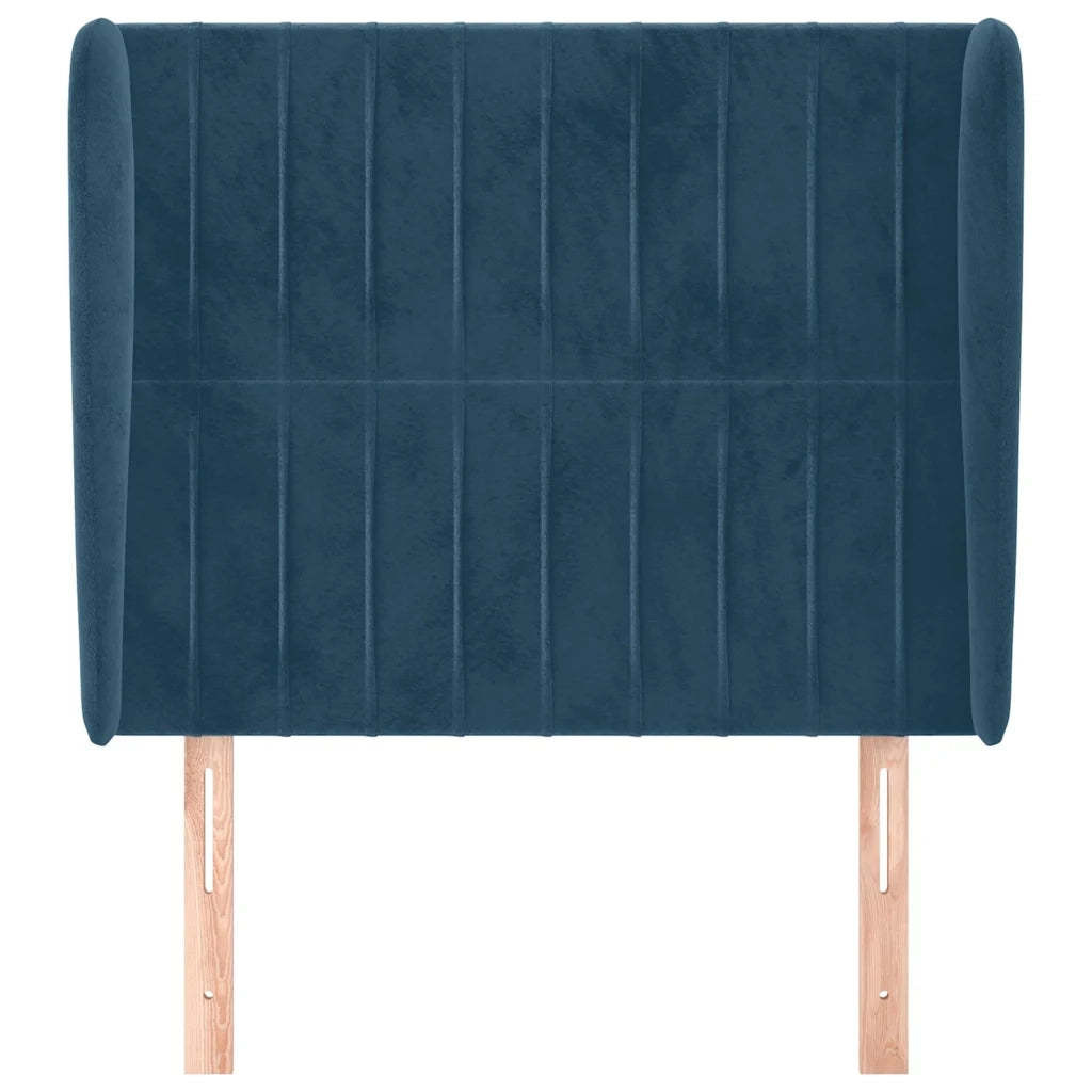 Testiera ad Orecchio-Testata con Orecchie Blu Scuro 83x23x118/128 cm in Velluto 763449