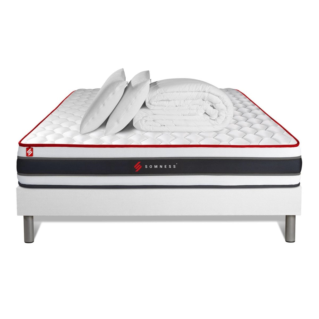 Pacchetto letto completo - Materasso 200x200cm + Box spring con doghe (kit) + 2 cuscini + Piumone - Energy