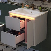 Mobile sottolavabo con 2 cassetti, 1 armadietto, LED a sensore e lavabo integrato per bagno, bianco 61 × 46,5 × 57 cm