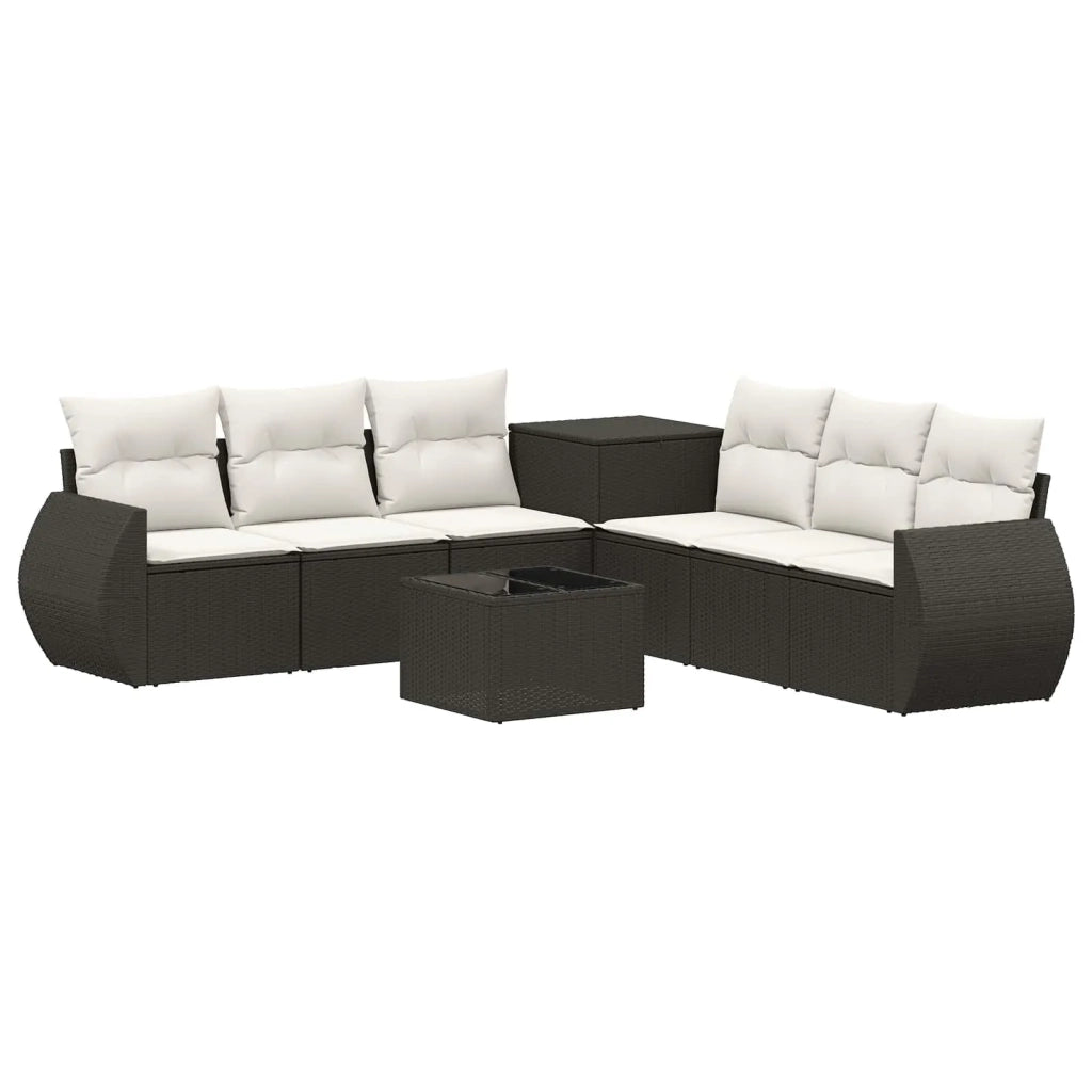 Set di divani 8 pz Nero e Bianco Crema 3448423