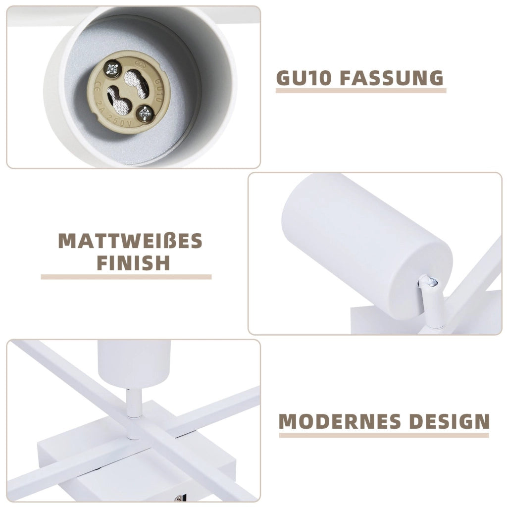 ZMH Faretto da soffitto 5 fiamme bianco GU10 faretti lampada da soffitto per camera da letto