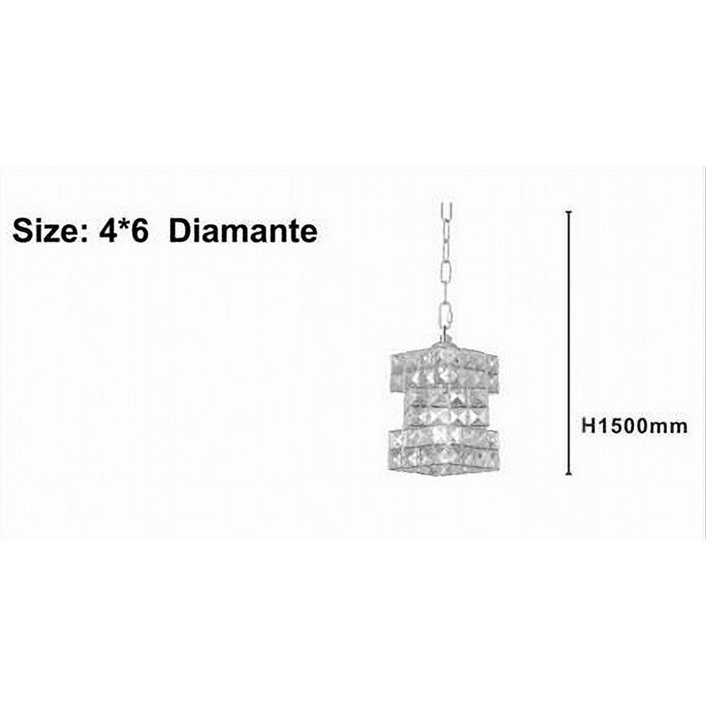 Trade Shop - Lampadario Sospeso Rettangolare Intrecciato Con Cristalli Luce E27 Argento 32415 -