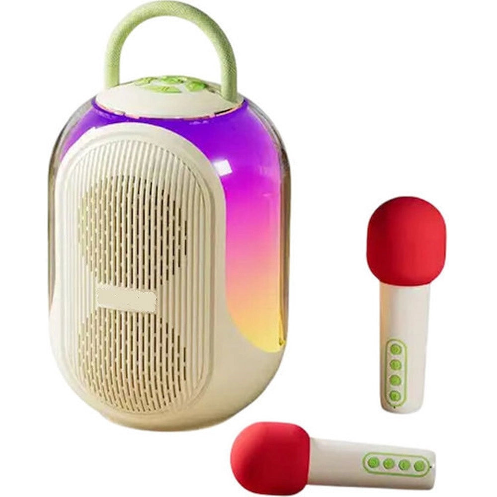 Trade Shop - Altoparlante Karaoke Bluetooth Wireless Portatile Con Microfoni Effetti Luce Rgb Q-yx133 -