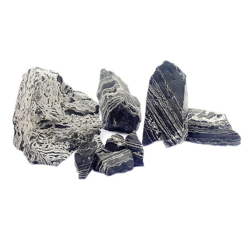 Whimar Aquascaping Box Black and White Multilayer Rock - Set di rocce calcaree accuratamente selezionate per Aquascaping Per Acquari Da: 60 L