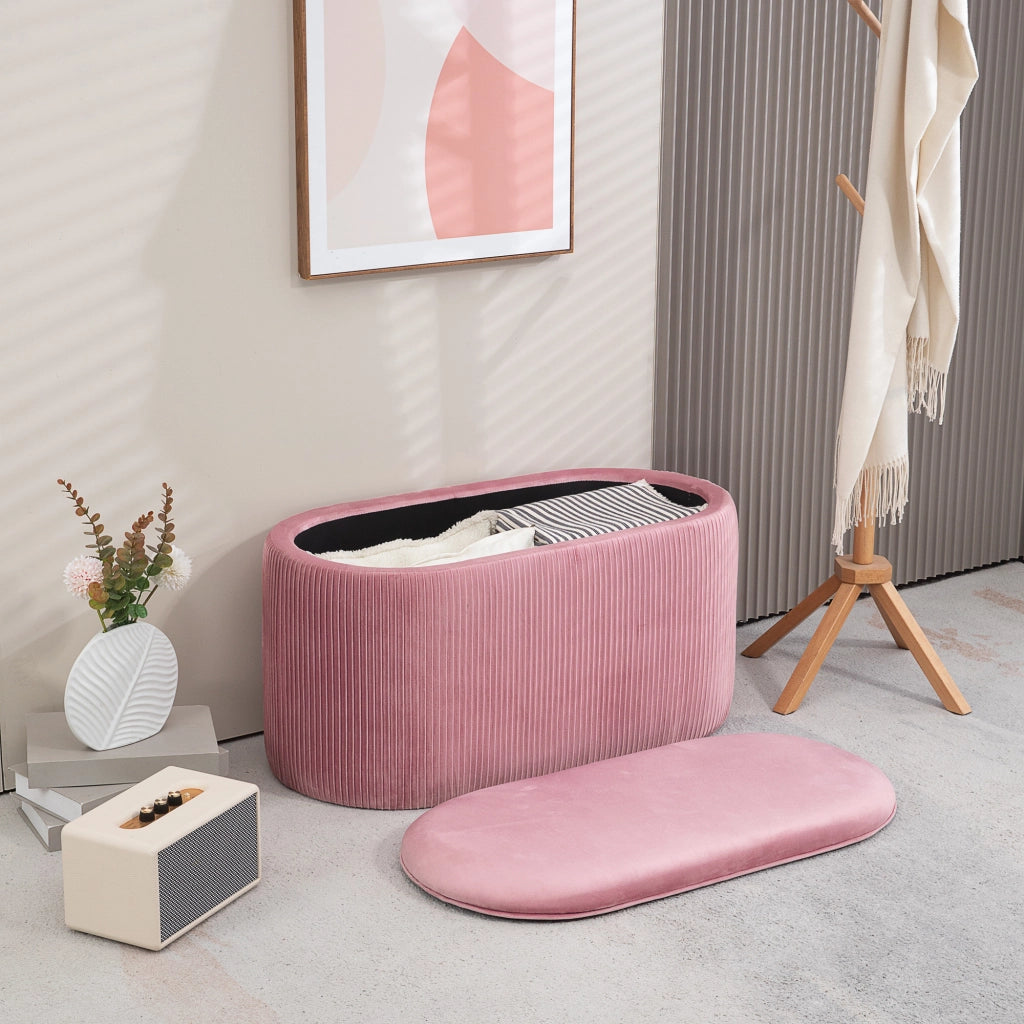Divano con cassetti ¨C zephmum ¨C velluto rosa antico, 81x40x41 cm
