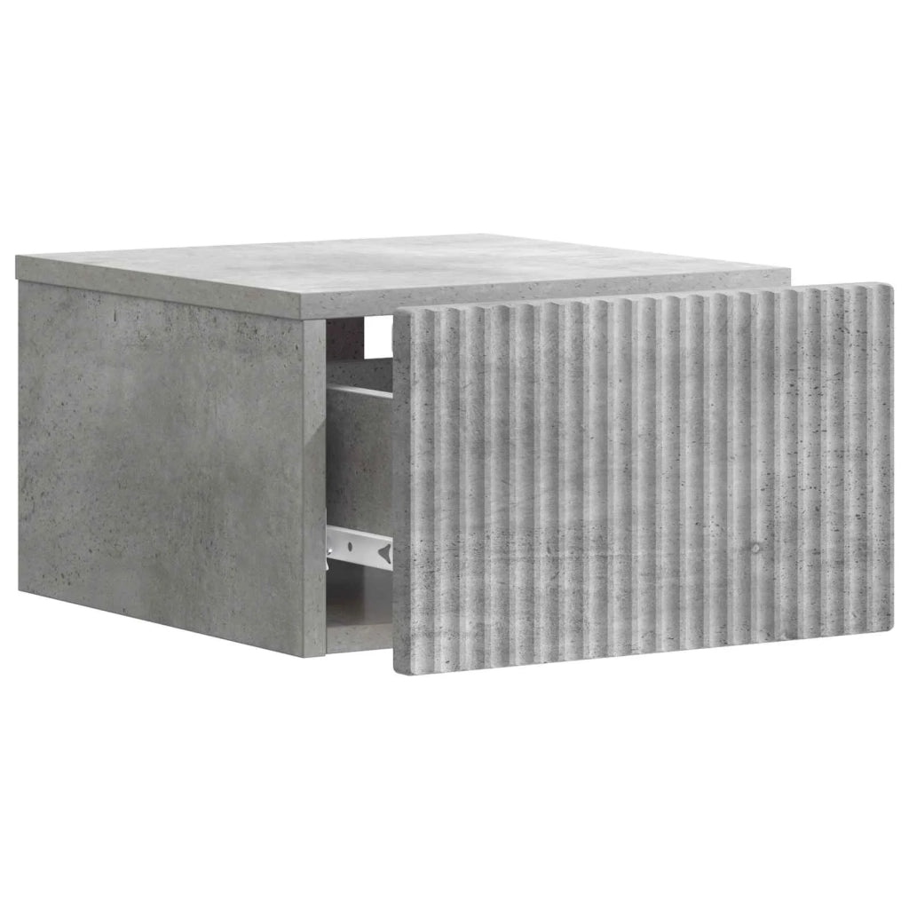 Mobiletto da notte a muro con cassetto 2 pcs Grigio Cemento 898432