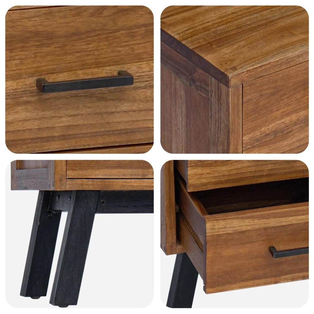 Comodino-Tavolino da notte Naturale 40 x 35 x 55 cm Legno di teak solido