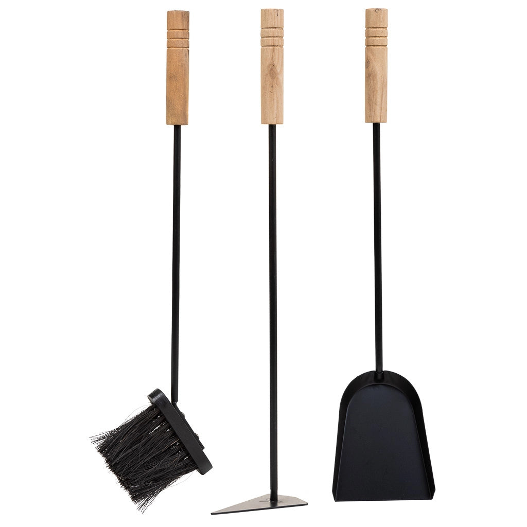 Set attrezzi per camino in metallo nero 4pz D20x68h cm