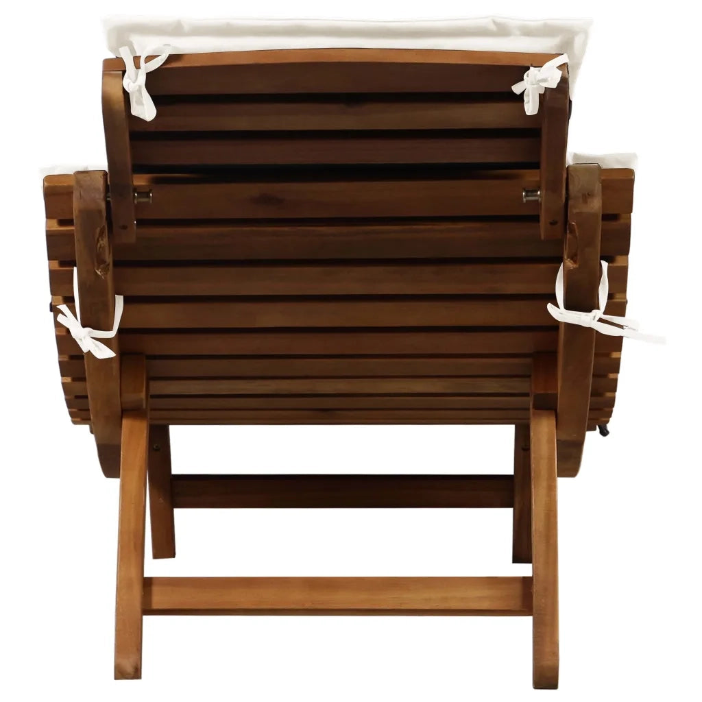 Lettini PrendiLettino sole | Sdraio da giardino | Lettino da sole con Cuscini 2 pz Bianco Crema Massello Acacia