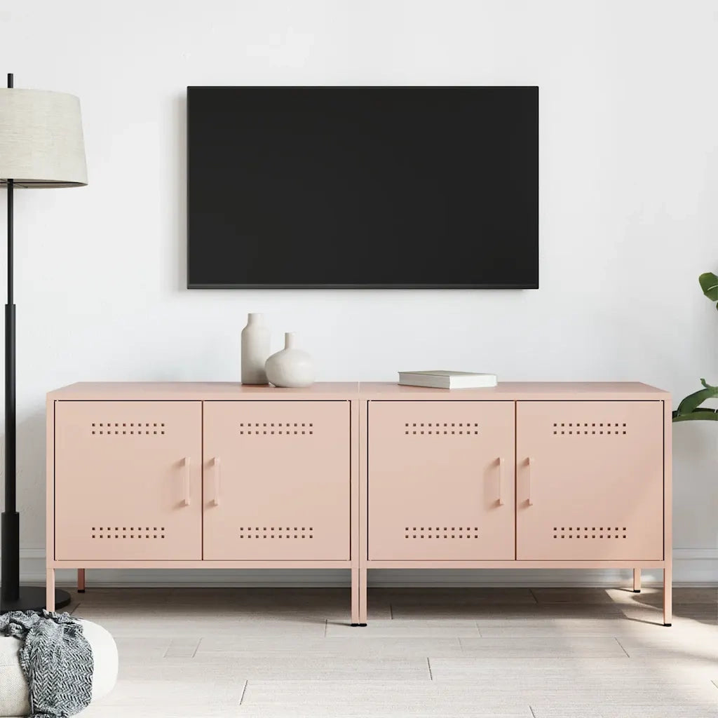 Mobili TV 2pz | Armadietto TV | Mobile Porta TV Rosa 68x39x50,5 cm in Acciaio
