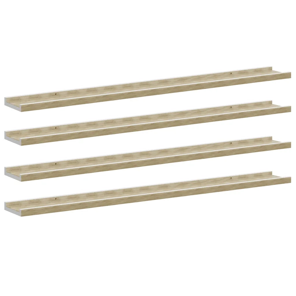 Mensole da Parete 4 pz Bianco e Rovere Sonoma 100x9x3 cm cod mxl 33538