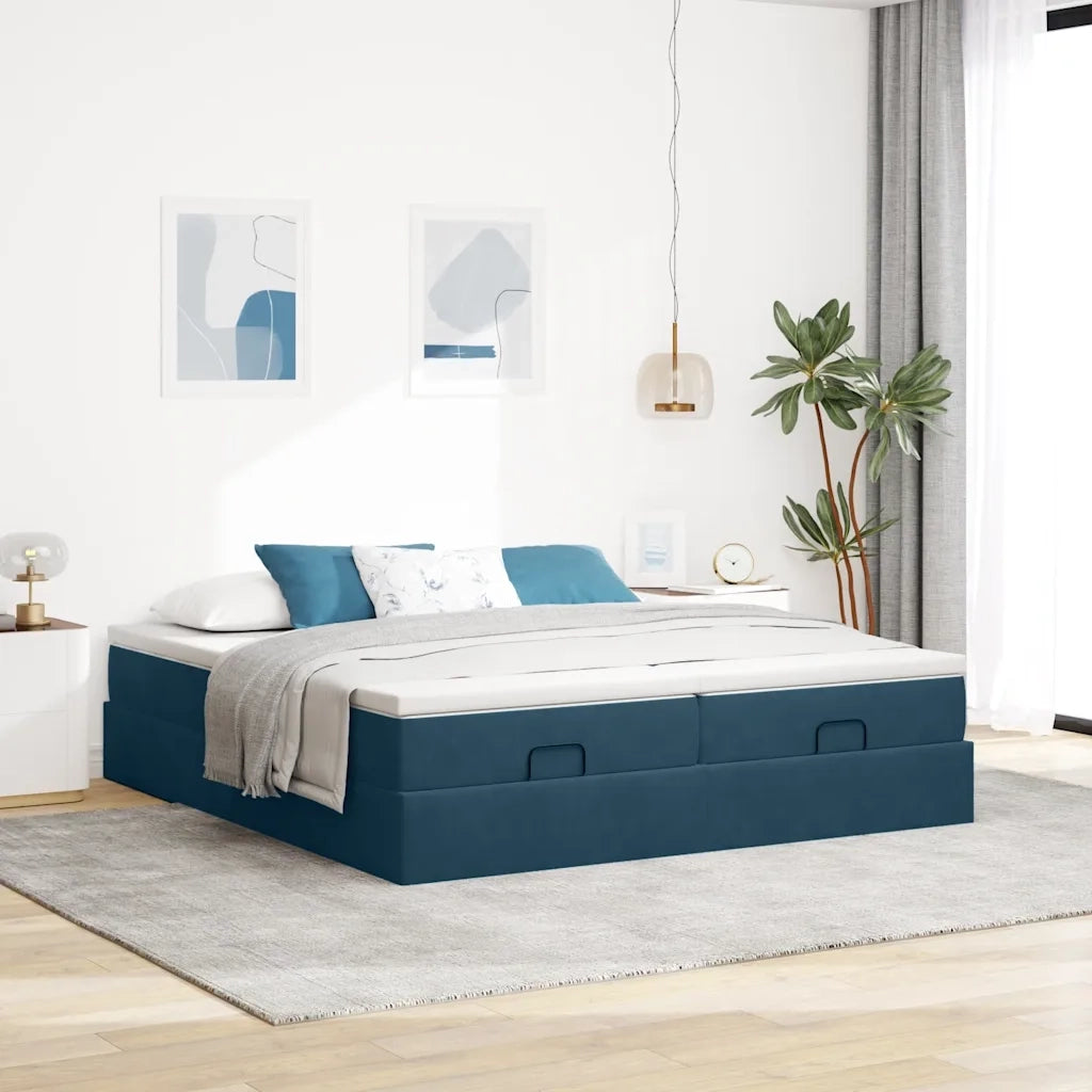Struttura Letto Pouf con Materassi 200x200 cm Velluto
