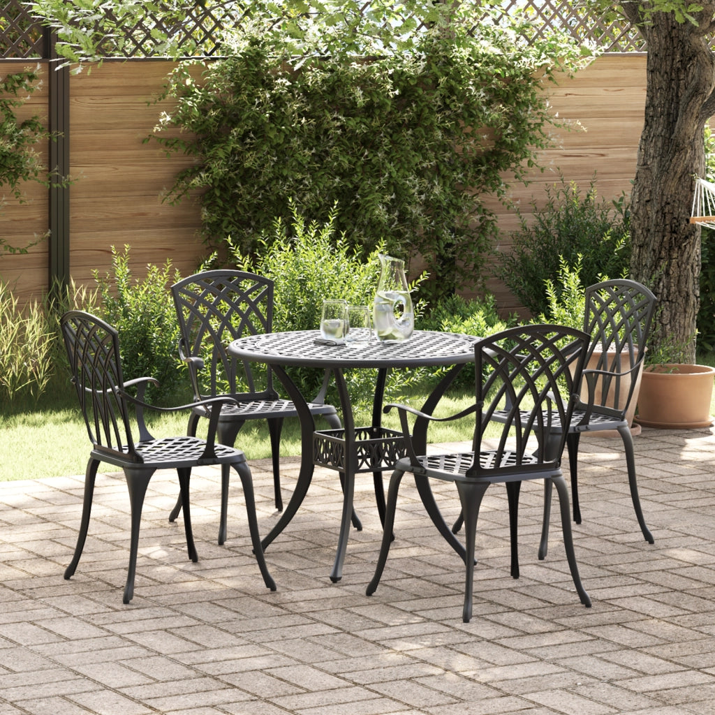 Set da pranzo da giardino 5 pezzi  in alluminio nero
