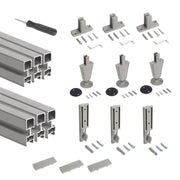 Emuca Zero Kit telaio modulare con ferramenta e 3 profili per montaggio a pavimento e a parete con livellamento circolare, alluminio e zama, grigio pietra
