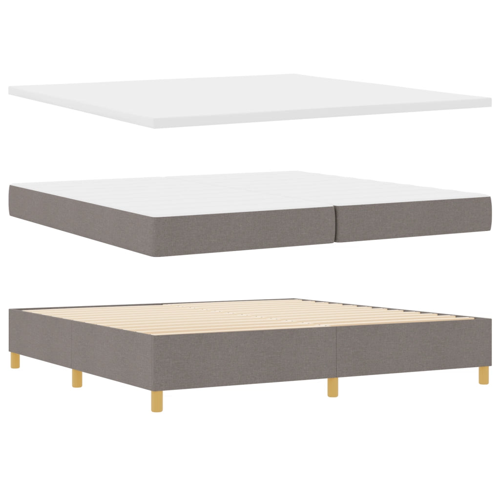 Letto Box Spring con Materasso Tortora 200x200 cm Tessuto