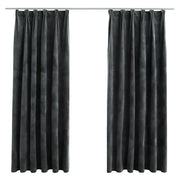 Tende Oscuranti | Tende Blackout con Ganci 2 pz Antracite in Velluto 140x175 cm