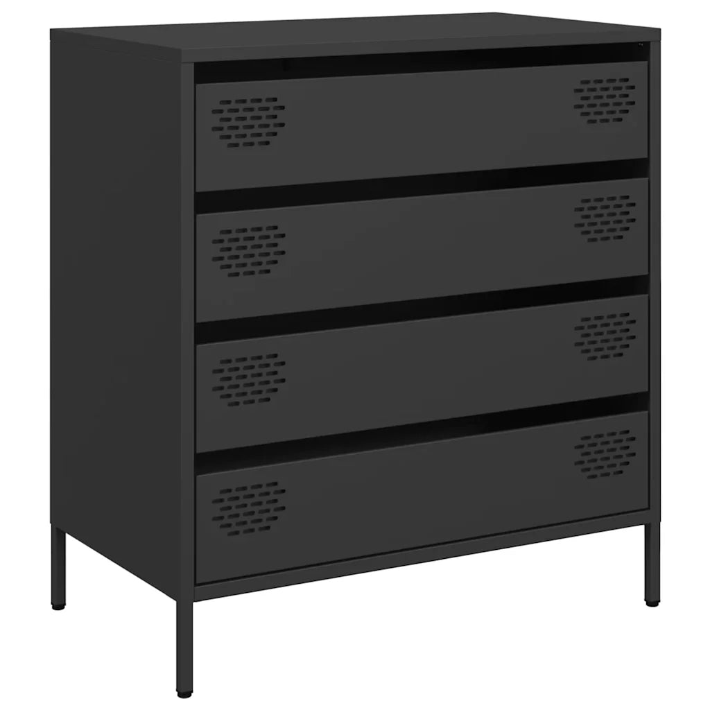 Credenza Nera 68x39x73,5 cm in Acciaio Laminato a Freddo