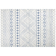 Tappeto moderno in poliestere e cotone decorativo bianco e blu 160 x 230 cm camera da letto soggiorno