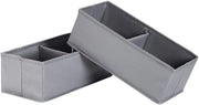 Organizzatore per armadio - scatola di stoccaggio in tessuto grigio - 2 contenitori - piccola misura - ripiegabile - 28 x 13 x 10 cm - per calze e intimo