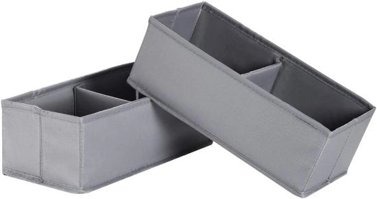 Organizzatore per armadio - scatola di stoccaggio in tessuto grigio - 2 contenitori - piccola misura - ripiegabile - 28 x 13 x 10 cm - per calze e intimo