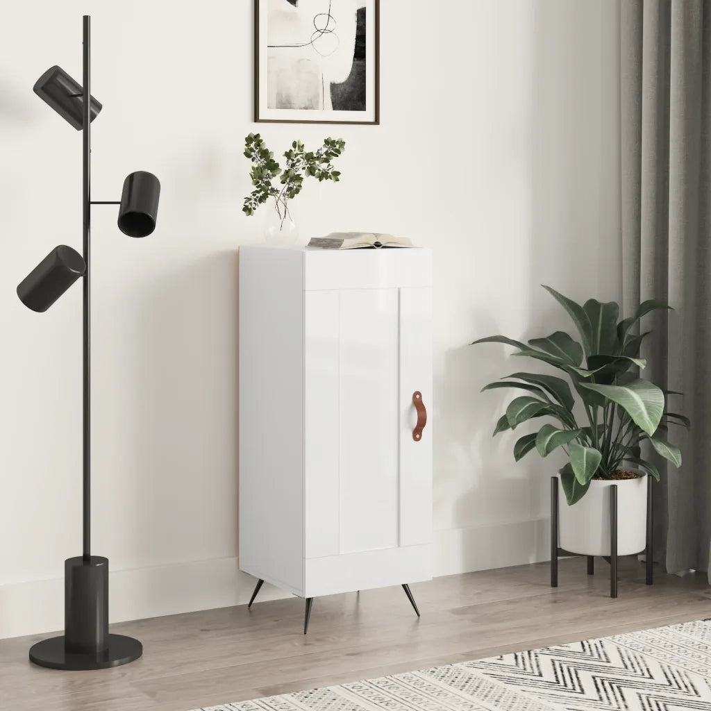 Credenza-Buffet-Armadio da cucina Bianco Lucido 34,5x34x90 cm in Legno Multistrato 989403