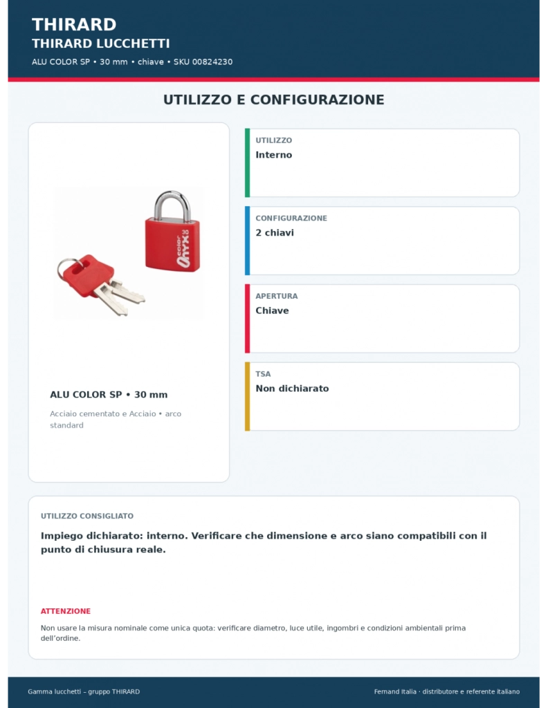 Lucchetto in alluminio colorato 30 mm, arco cementato nichelato, 2 chiavi – Serrurerie de Picardie