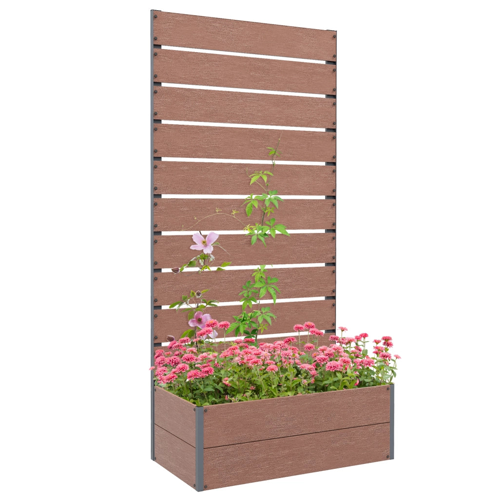 Fioriera da Esterno con Spalliera a Doghe per Piante Rampicanti, 72x38x150cm, Marrone Chiaro
